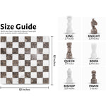 Size guide for 12 inches white & oceanic borderless chess set