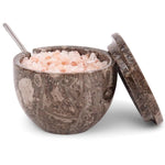 Marble Salt Cellar with Lid and Spoon