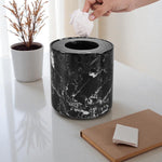 Marble Round Trash Can with Cap