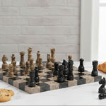 10 Inches Black & Coral Borderless Chess Set