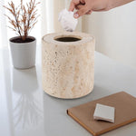 Marble Round Trash Can with Cap