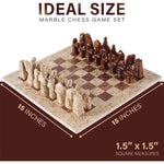 Coral and Red Signature 15 Inches Premium Quality Marble Chess Set