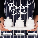 Marble Salt Cellar With Lid & Tray Set of 3