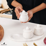 Marble Salt Cellar With Lid & Tray Set of 3
