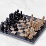 Black and Coral Marble Chess Board Game Set fancy