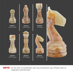 Green Onyx & White 15" Natural Marble Premium Chess Set