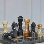 Marble Black & Multi Green Premium Quality Chess Pieces