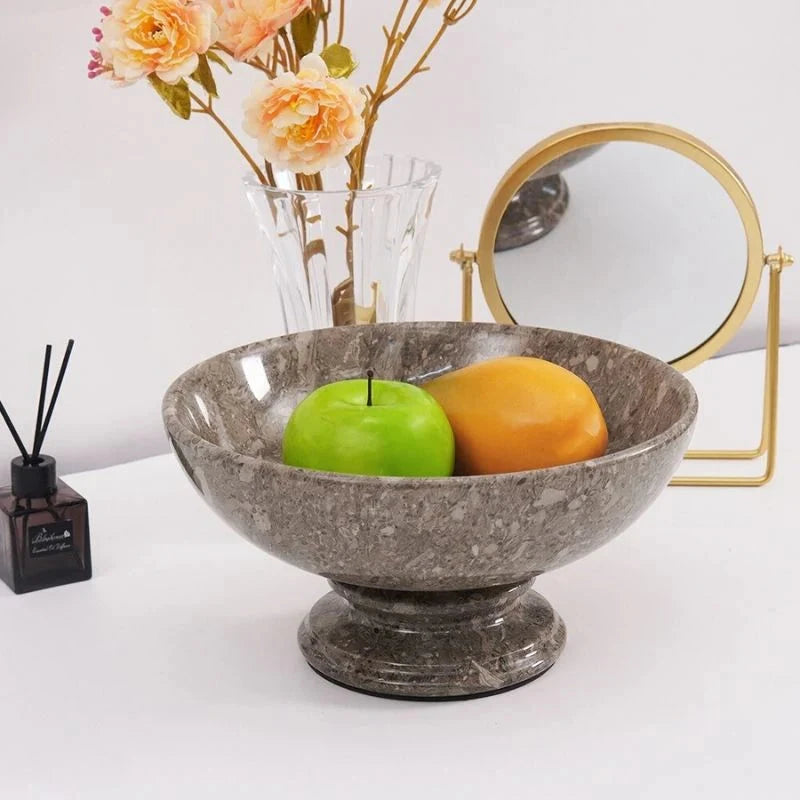 10 Inches Deep Marble Pedestal Fruit Bowl