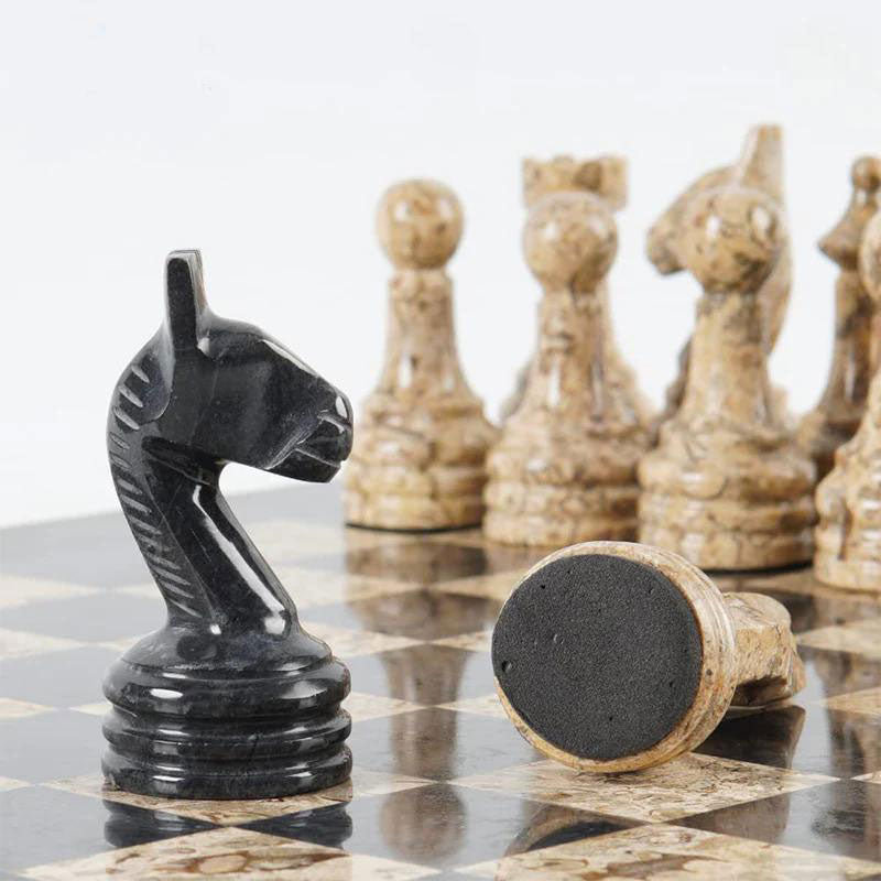 Black and Coral Premium Quality Chess Figures