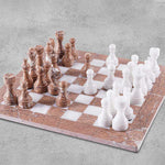 Marinara & White Natural Marble 15" Chess Game Set