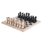 15 Inch Coral and Black Marble Chess Set