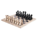 15 Inches Coral and Black Marble Chess Set