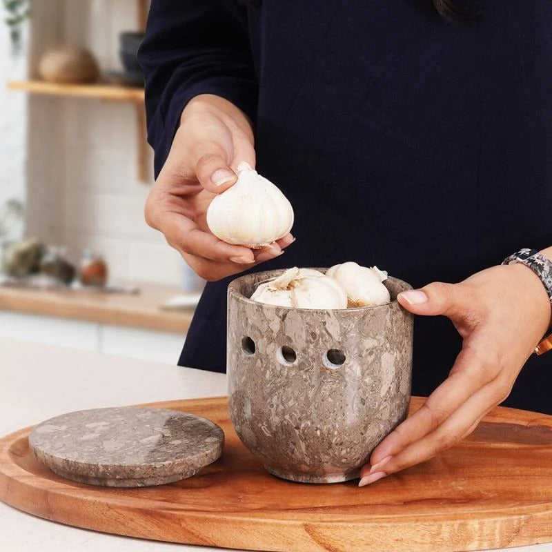 5" Marble Garlic Keeper for Kitchen Counter