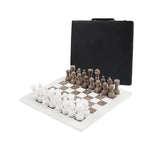 15 Inch White and Grey Oceanic Marble Chess Set