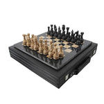 12 Inch Black and Coral Marble Chess Set