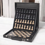 12 Inch Black and Coral Marble Chess Set