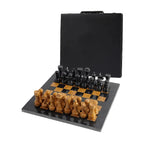 12 Inch Black and Golden Marble Chess Set