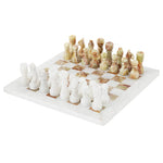 White & Green onyx 12" Chess Set