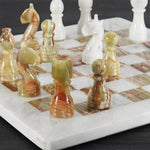 White & Green onyx 12" Chess Set