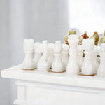 White & Green onyx 12" Chess Set