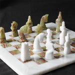 15 Inches White And Green Signature Premium Quality Marble Chess Set