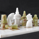 15 Inches White And Green Signature Premium Quality Marble Chess Set