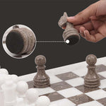White and Grey Oceanic 15" High Quality Marble Chess Set
