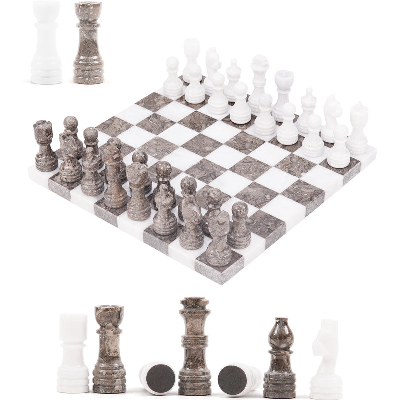 12 Inches White & Oceanic Borderless Chess Set