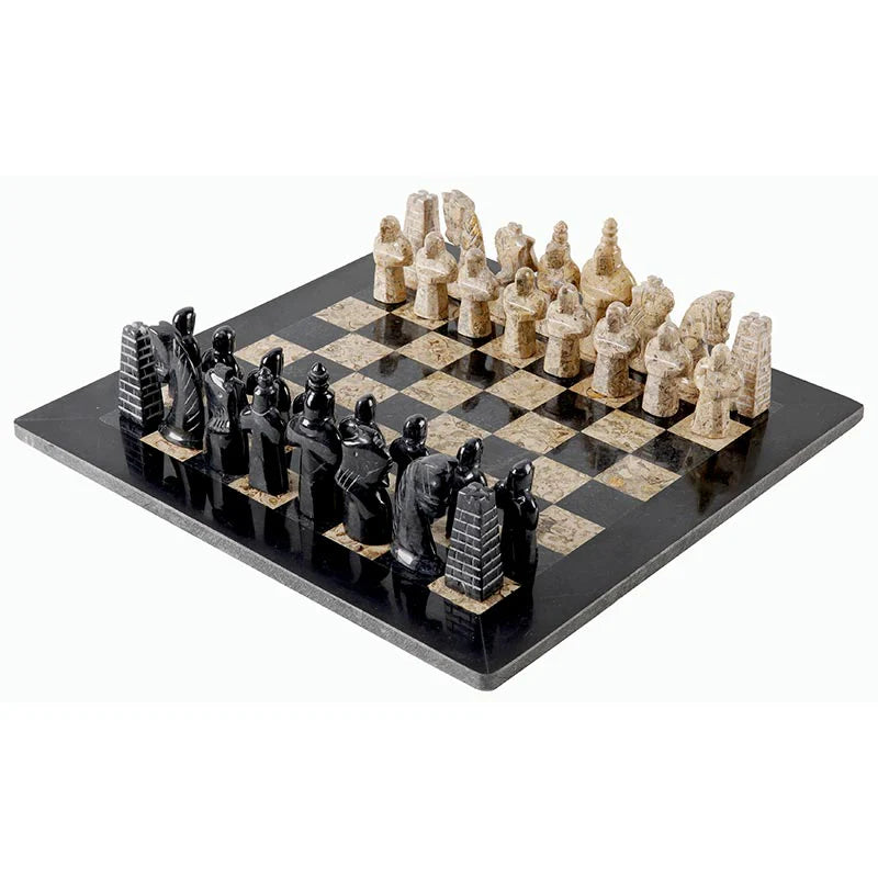 15" Signature Chess Set Black & Coral