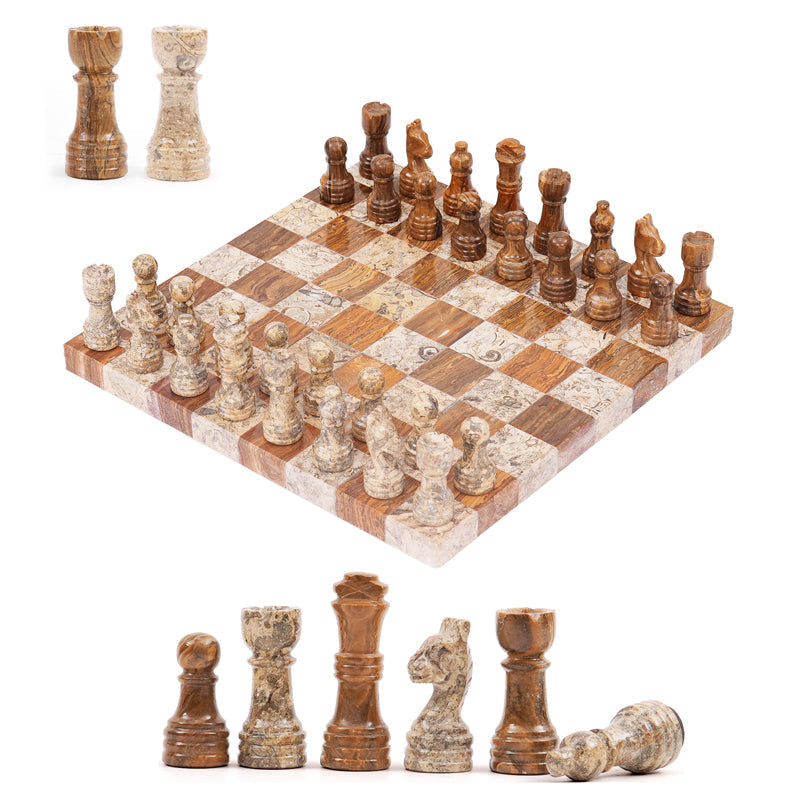 10 Inches Red & Coral Borderless Chess Set