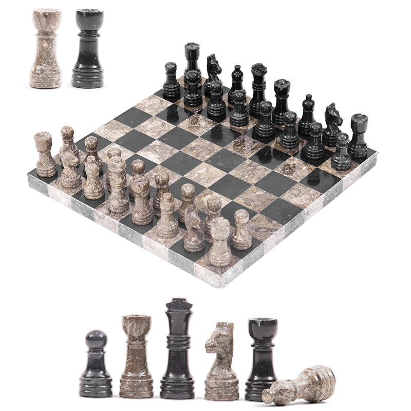 10 Inches Black & Oceanic Borderless Chess Set