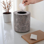 Marble Round Trash Can with Cap