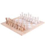 15" Chess Set Travertine & White