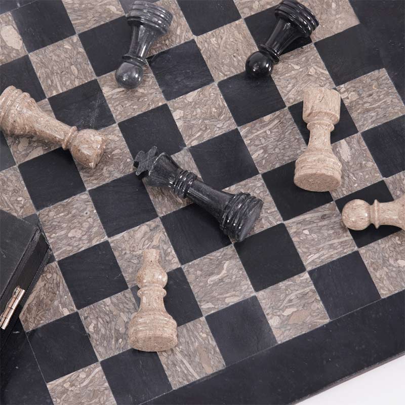 12" Chess Set Black & Oceanic