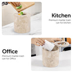 Marble Round Trash Can with Cap