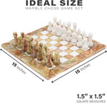 Green Onyx & White 15" Natural Marble Premium Chess Set