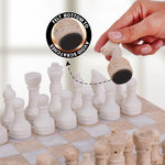 15" Chess Set Travertine & White