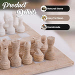 15" Chess Set Travertine & White