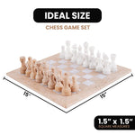 15" Chess Set Travertine & White