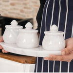 Marble Salt Cellar With Lid & Tray Set of 3