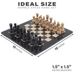 15" Black and Fossil Coral Chess Set (With Storage Box)