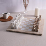 15" Chess Set Travertine & White