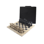 15" Chess Set Coral & Black