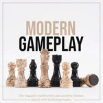 15 Inches Coral and Black Marble Chess Set