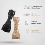 15" Chess Set Coral & Black