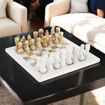 White & Green onyx 12" Chess Set