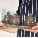 Marble Salt Cellar With Lid & Tray Set of 3