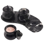 Marble Salt Cellar With Lid & Tray Set of 3
