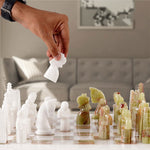15 Inches White And Green Signature Premium Quality Marble Chess Set