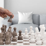 White and Grey Oceanic 15" High Quality Marble Chess Set